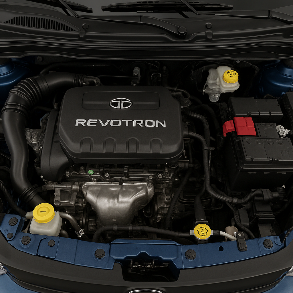 Engine bay view of Tata Punch Facelift showing Revotron engine