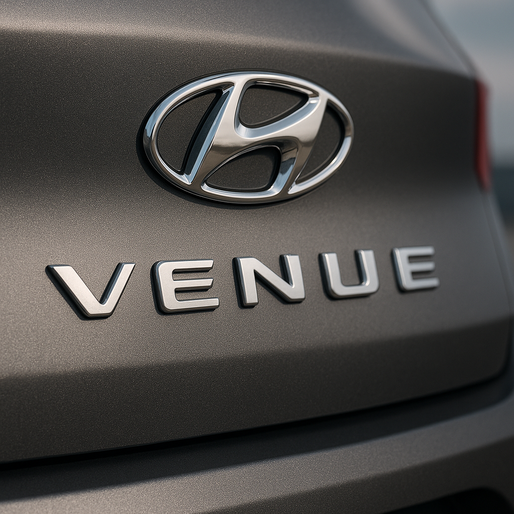 Hyundai Venue Facelift badge and logo detail close up