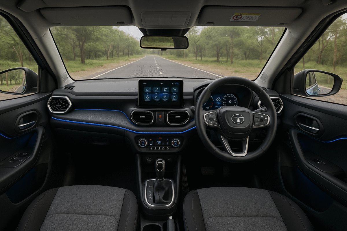Interior dashboard and cabin of Tata Punch Facelift with touchscreen