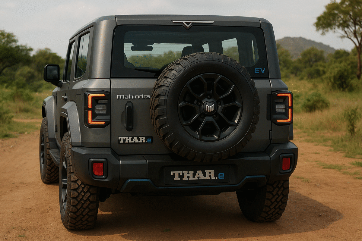 Mahindra Thar EV rear view back angle India