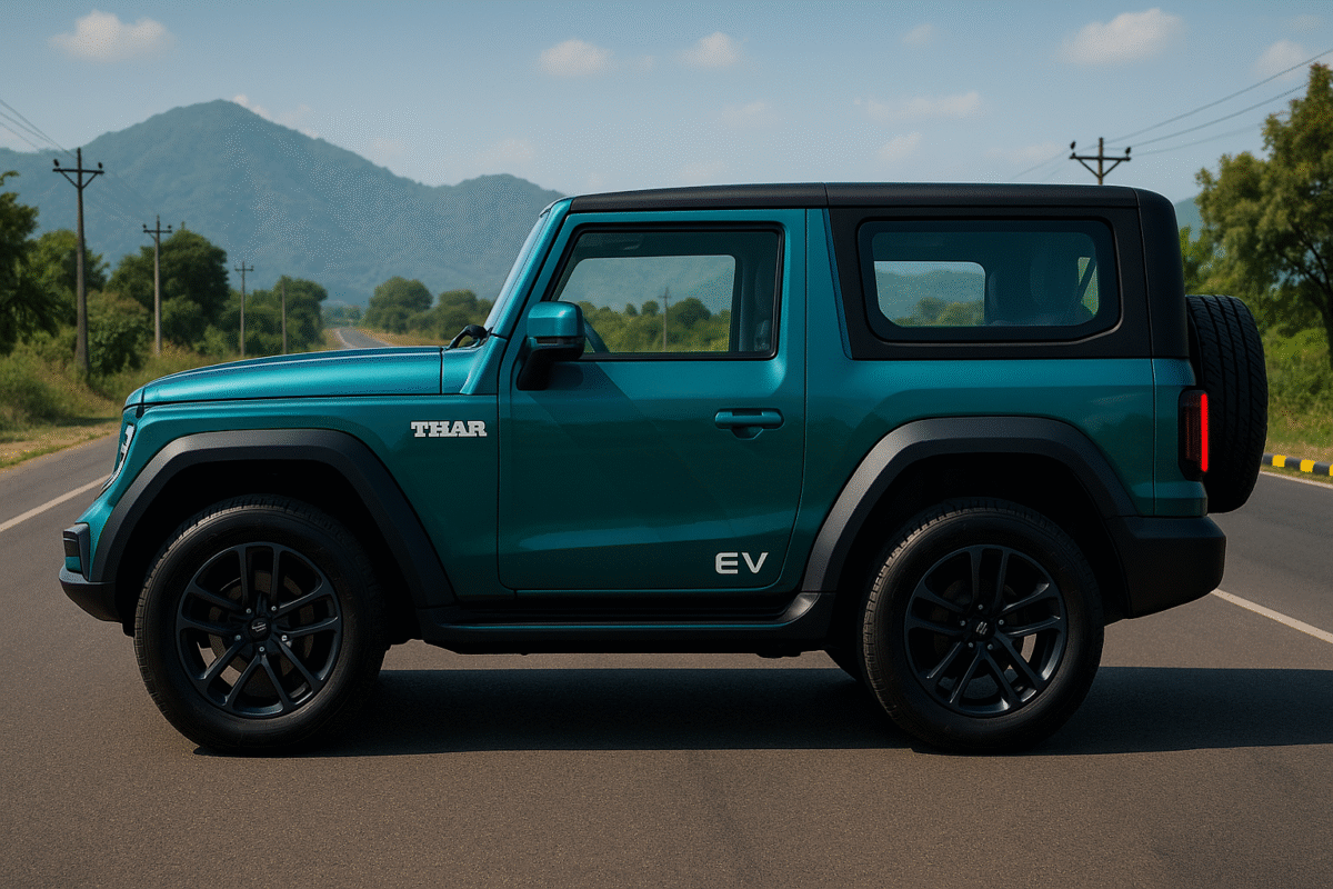 Mahindra Thar EV side profile view India automotive