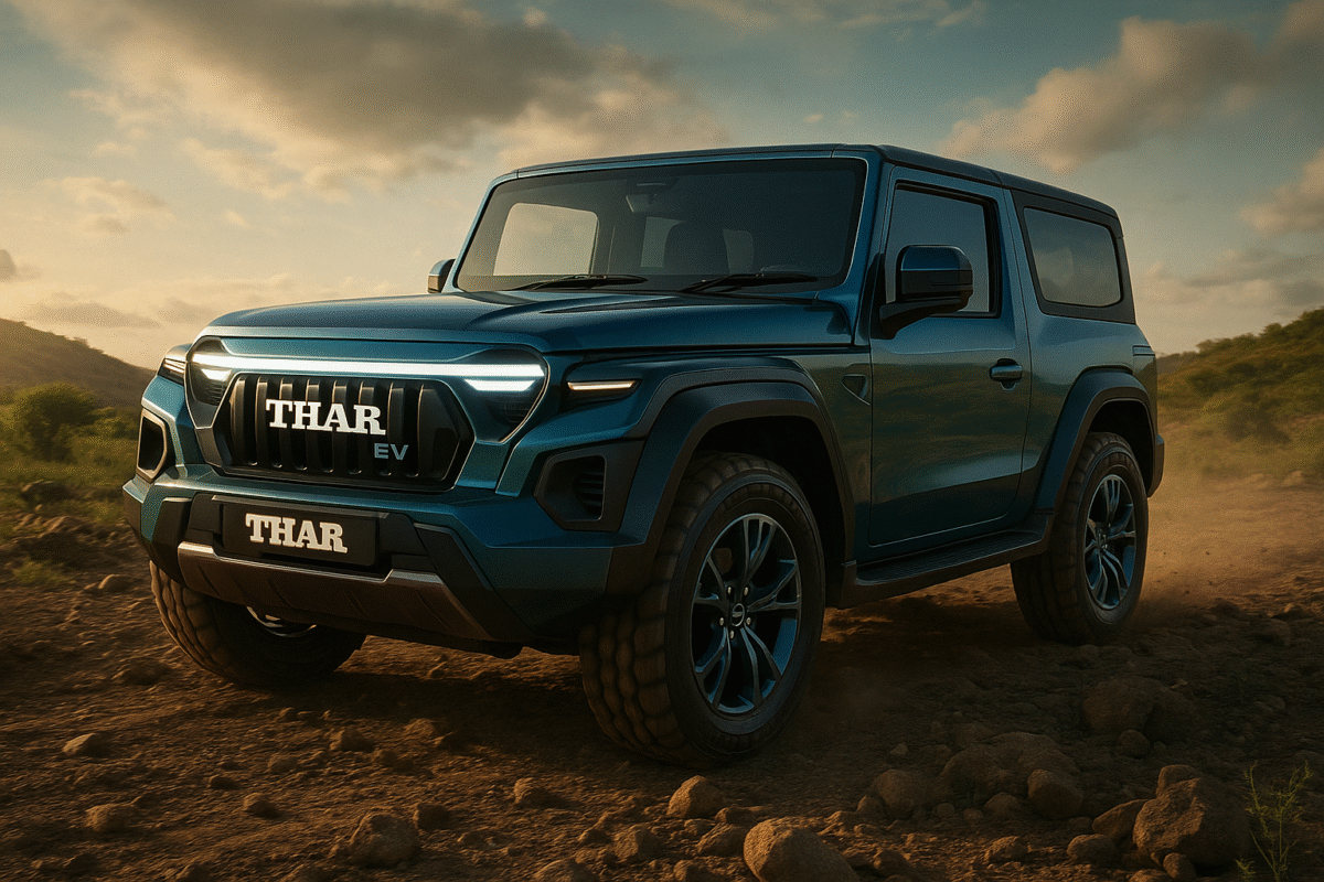 Mahindra Thar EV three quarter angle dynamic view