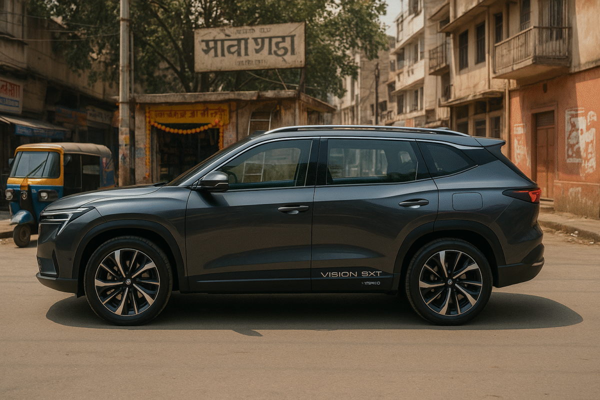 Mahindra Vision SXT hybrid SUV side profile view India automotive