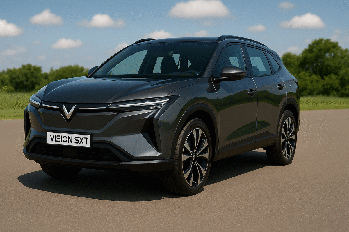 Mahindra Vision SXT hybrid SUV three quarter angle dynamic view