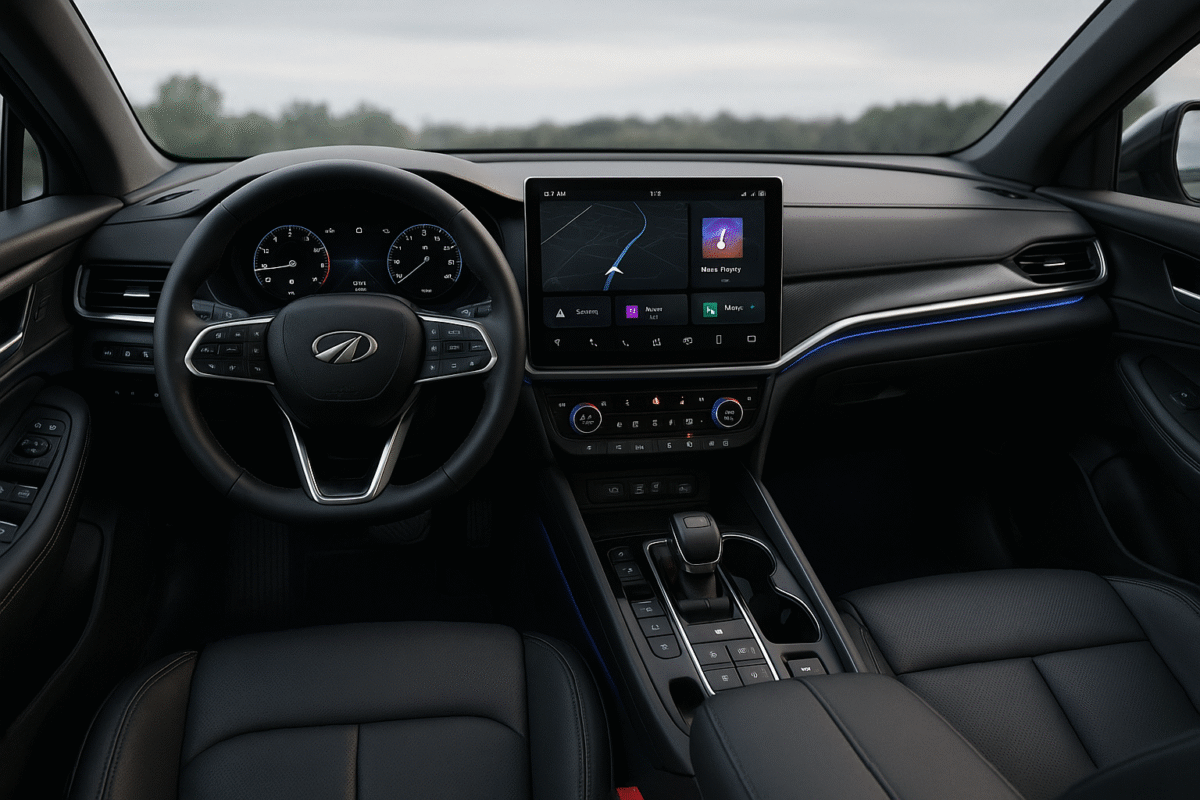 Mahindra Vision SXT interior dashboard cabin premium features touchscreen