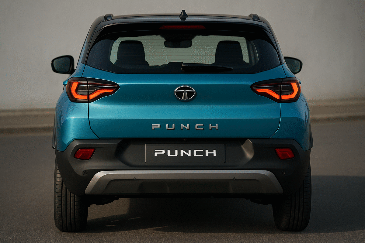 Rear view of Tata Punch Facelift with LED taillights