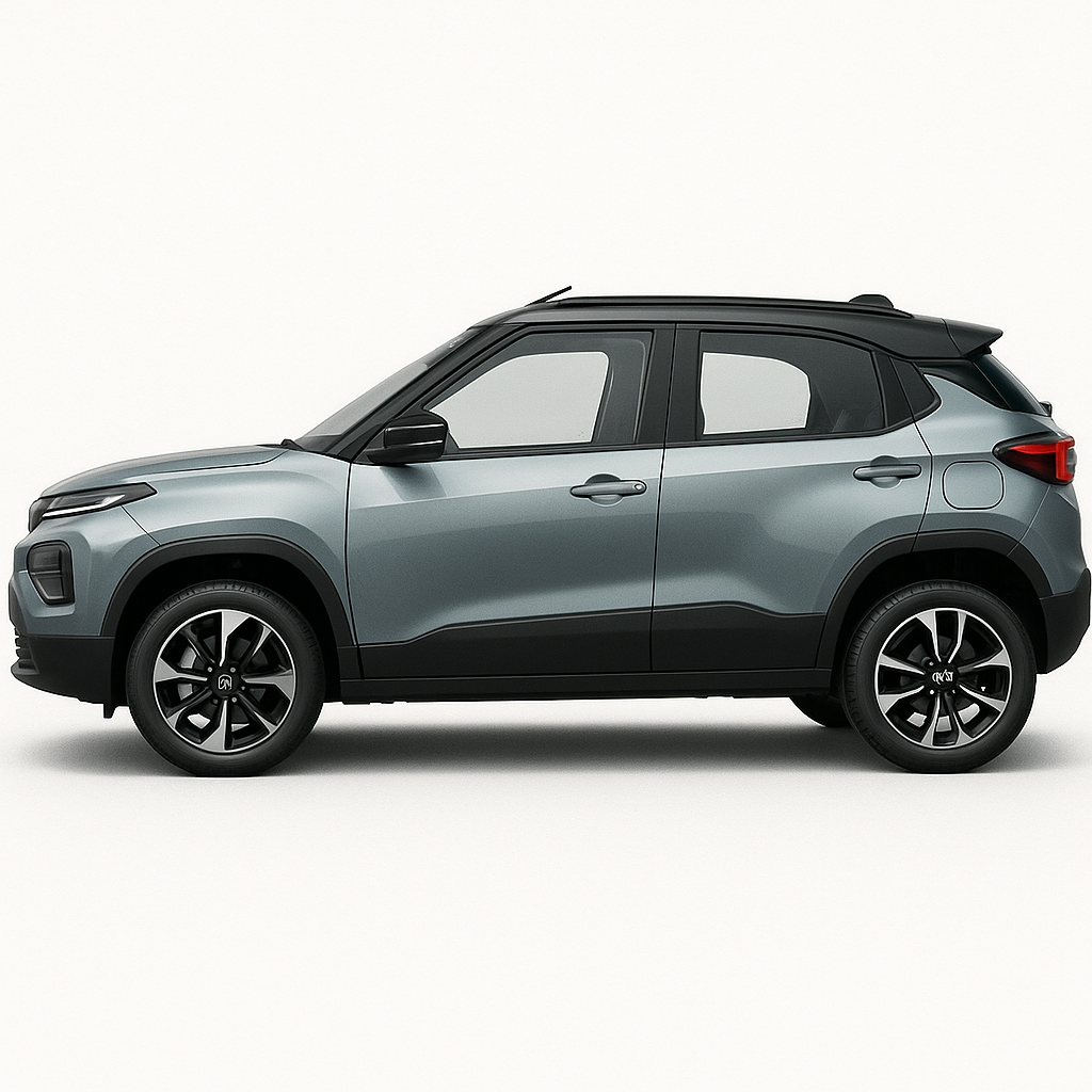 Side profile of Tata Punch Facelift showing wheels and door design