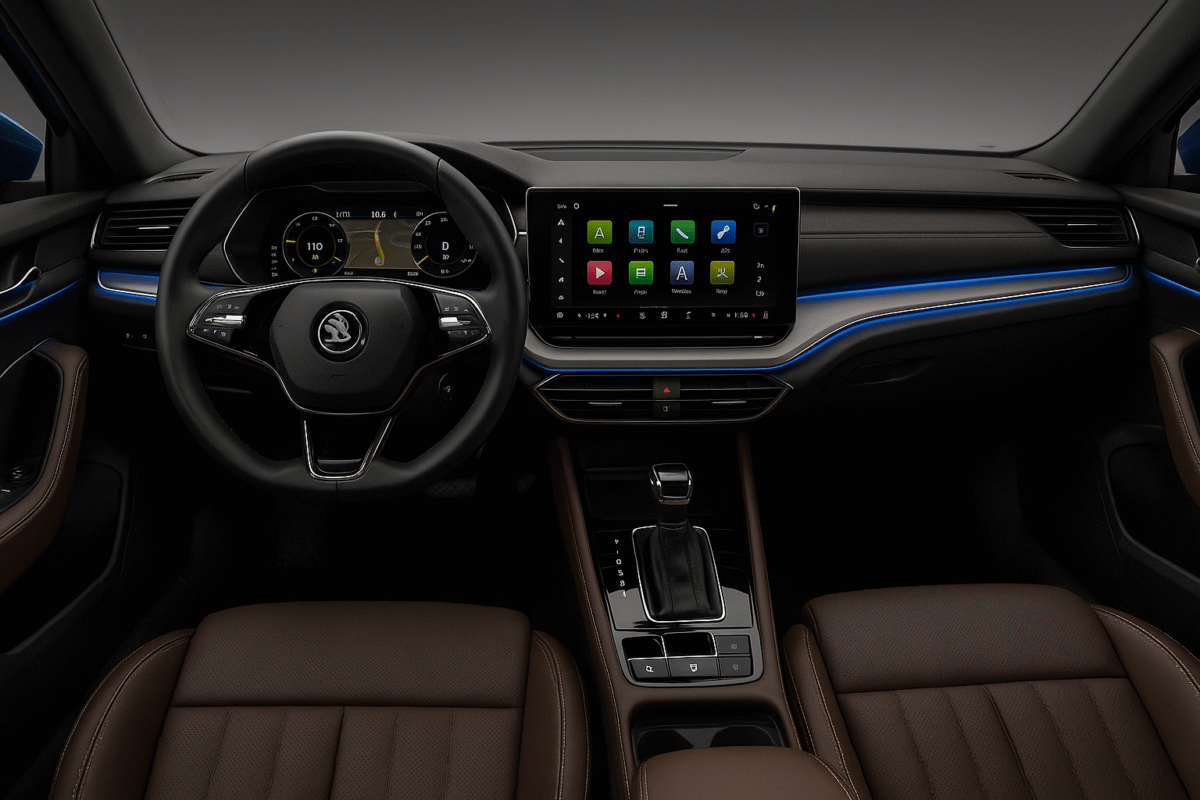 Skoda New Superb interior dashboard cabin view high resolution